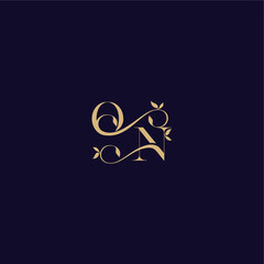beauty leaf monogram logo organic and elegant concept ON wedding initial letter