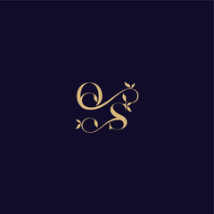 beauty leaf monogram logo organic and elegant concept OS wedding initial letter