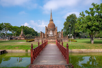 The most beautiful Viewpoint Historic temple of Sukhothai Historical Park, Thailand.
