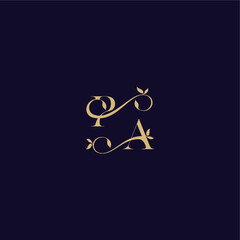 beauty leaf monogram logo organic and elegant concept PA wedding initial letter