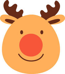 red-nosed reindeer cute doodle Christmas illustration