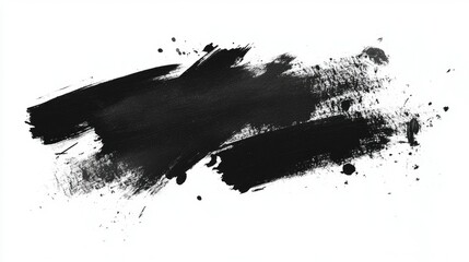 Obraz premium Grungy black brushstrokes and splashes isolated on a white background, textured and chaotic