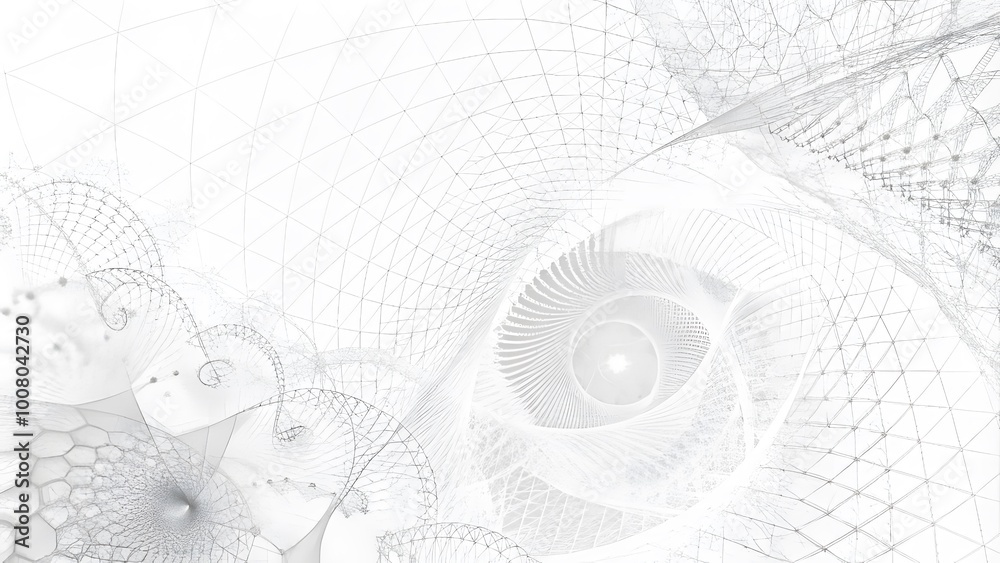 Aufkleber Glowing grey plexus. Futuristic moving white wave. Digital background with moving particles and lines. Big data visualization.