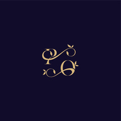 beauty leaf monogram logo organic and elegant concept PO wedding initial letter