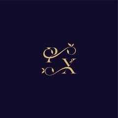 beauty leaf monogram logo organic and elegant concept PX wedding initial letter