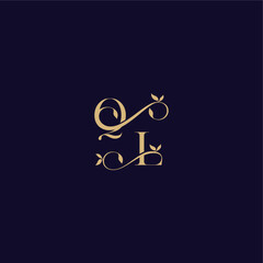 beauty leaf monogram logo organic and elegant concept QL wedding initial letter