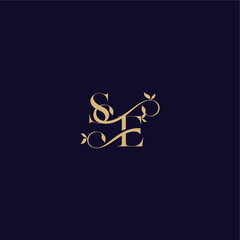 beauty leaf monogram logo organic and elegant concept SE wedding initial letter