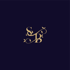 beauty leaf monogram logo organic and elegant concept SB wedding initial letter