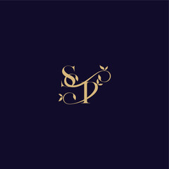 beauty leaf monogram logo organic and elegant concept SP wedding initial letter