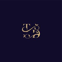 beauty leaf monogram logo organic and elegant concept TD wedding initial letter