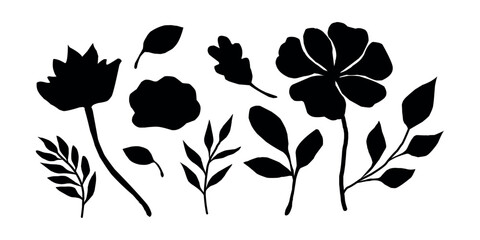 hand-drawn elegant floral silhouette