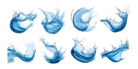 Fototapeta premium dynamic water splashes in various shapes isolated on transparent background