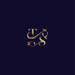 beauty leaf monogram logo organic and elegant concept TS wedding initial letter