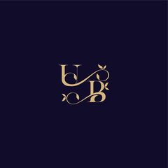 organic and elegant concept UB beauty leaf monogram logo letter wedding initial