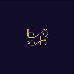 organic and elegant concept UE beauty leaf monogram logo letter wedding initial