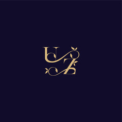 organic and elegant concept UZ beauty leaf monogram logo letter wedding initial