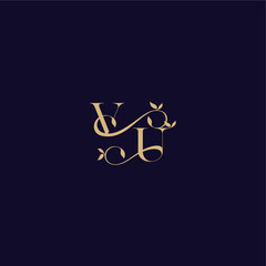 organic and elegant concept VU beauty leaf monogram logo letter wedding initial