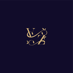 organic and elegant concept VZ beauty leaf monogram logo letter wedding initial