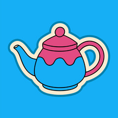 Sticker of a Vintage Style Teapot with a Curved Spout and Classic Design