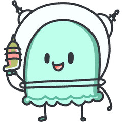 Martian Character Holding A Space Gun