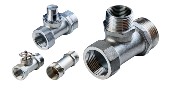 Stainless Steel Pipeline Fittings and Components, png collection isolated on transparent background