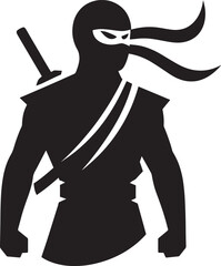 Ninja warrior silhouette vector illustration isolated on a white background