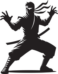 Ninja warrior silhouette vector illustration isolated on a white background