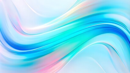 Soft Abstract minimalist wavy background in cool blue tones. Abstract fluid iridescent holographic bright neon curved wave in motion colorful background 3d render.