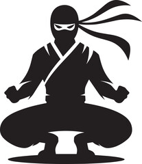 Ninja warrior silhouette vector illustration isolated on a white background