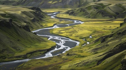 A remote valley with a winding river.