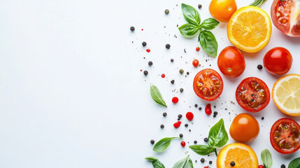 healthy foods on a white background