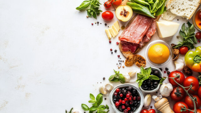healthy foods on a white background
