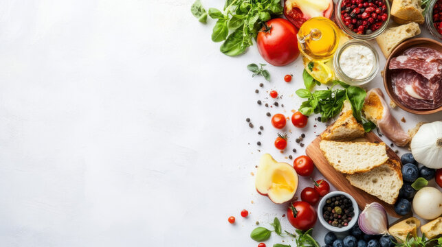 healthy foods on a white background