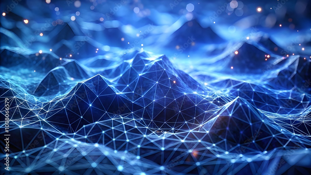 Poster Technologic networks, technologic networks, particle energy flow, quantum computing visualization Technology Network Background. Abstract futuristic technology with polygonal shape.