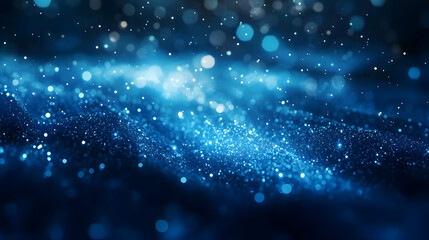 Fototapeta premium Abstract Blue Glitter Background with Bokeh Lights