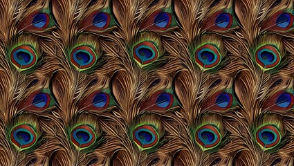 Obraz premium This exquisite peacock feather pattern showcases nature’s intricate design, making it an ideal choice for luxurious textiles, wallpapers, and decorative elements. 