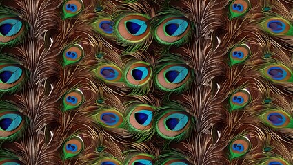 Fototapeta premium This exquisite peacock feather pattern showcases nature’s intricate design, making it an ideal choice for luxurious textiles, wallpapers, and decorative elements. 
