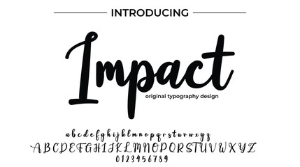 Impact Font Stylish brush painted an uppercase vector letters, alphabet, typeface