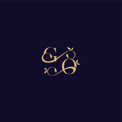 wedding initial beauty leaf monogram logo letter organic and elegant concept GO