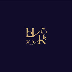 wedding initial beauty leaf monogram logo letter organic and elegant concept HR
