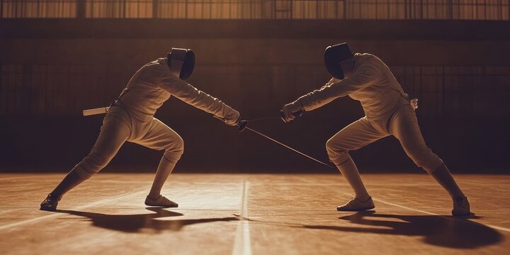 two fencing fencers