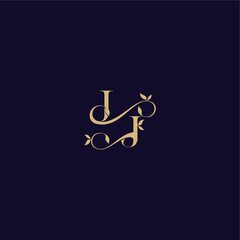 wedding initial beauty leaf monogram logo letter organic and elegant concept JJ