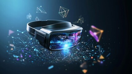 Virtual Reality Headset and Futuristic Elements
