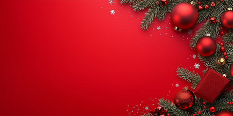 Weihnachtskarte Banner mit sch&ouml;ner Weihnachtsdekoration. Platz f&uuml;r eigenenen Text. Werbebanner oder Poster