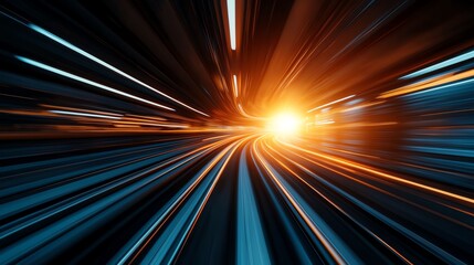 Obraz premium Dynamic light trails representing speed and movement against a dark background.