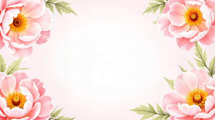 Fototapeta premium Pink Peonies Floral Frame