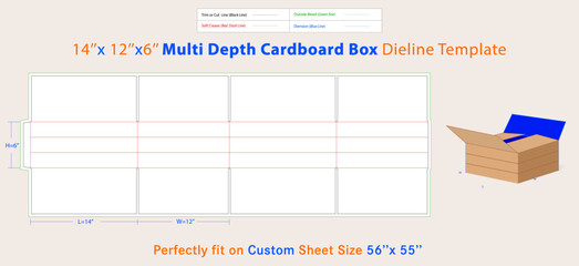 Shipping Boxes Multi Depth 14 L x 12 W x 6H