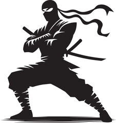 Ninja warrior silhouette vector illustration isolated on a white background