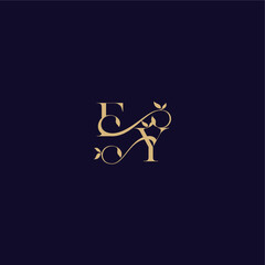 wedding initial EY organic and elegant concept beauty leaf monogram logo letter
