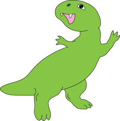 baby dinosaur tyrannosaurus joyfully raised his paws up, cartoon, easy to edit, stock vector